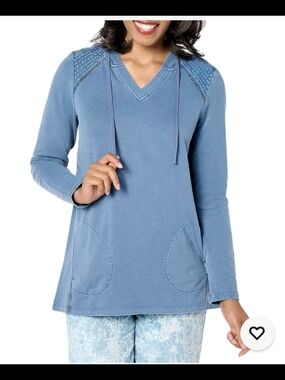 Logo Life Blue V-Neck Pullover Hoodie Top